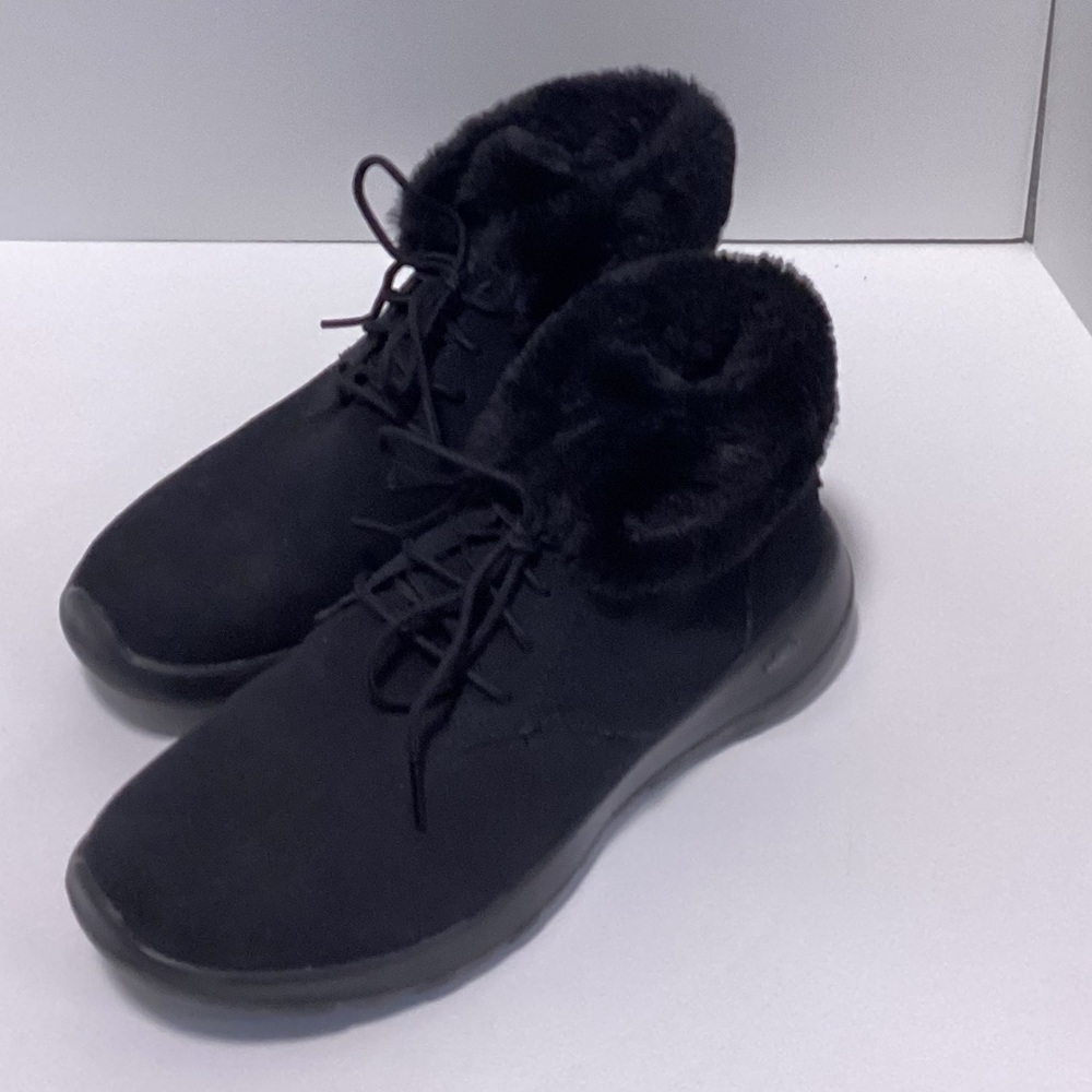 Skechers black faux fur ankle boots-US size 8.5